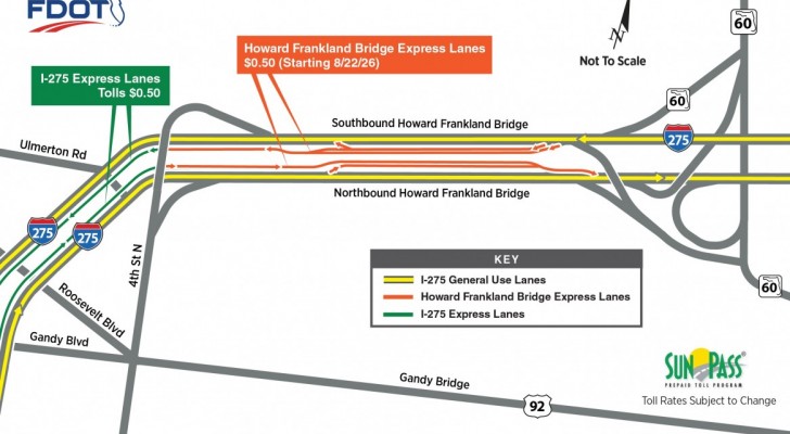 Tolling on the New Howard Frankland Bridge (I-275) Express Lanes Begins Saturday